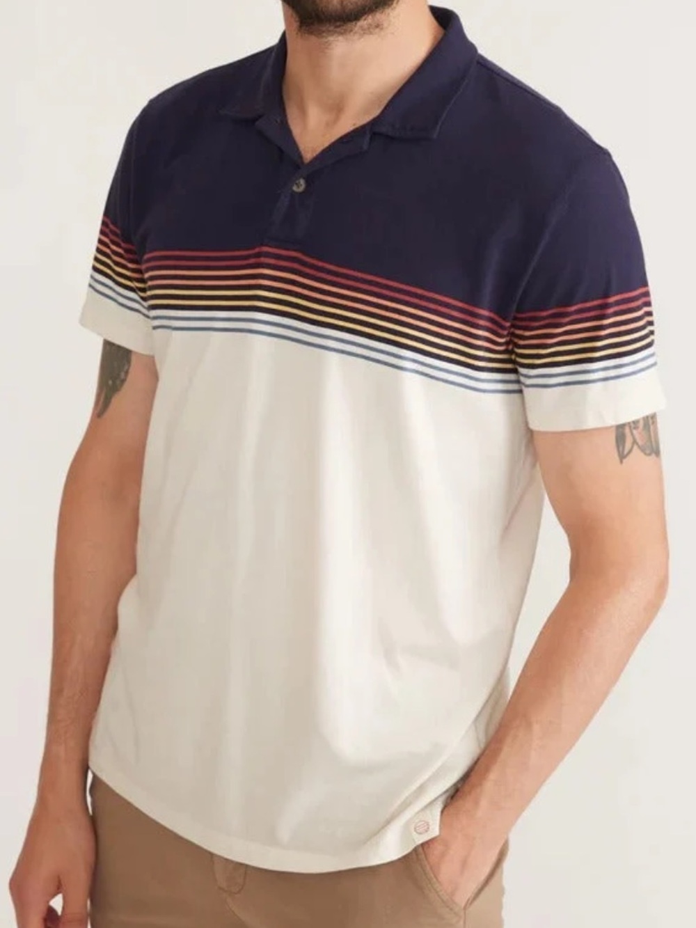 Marine Layer Navy Colorblock Short Sleeve Polo Shirt Men’s Large